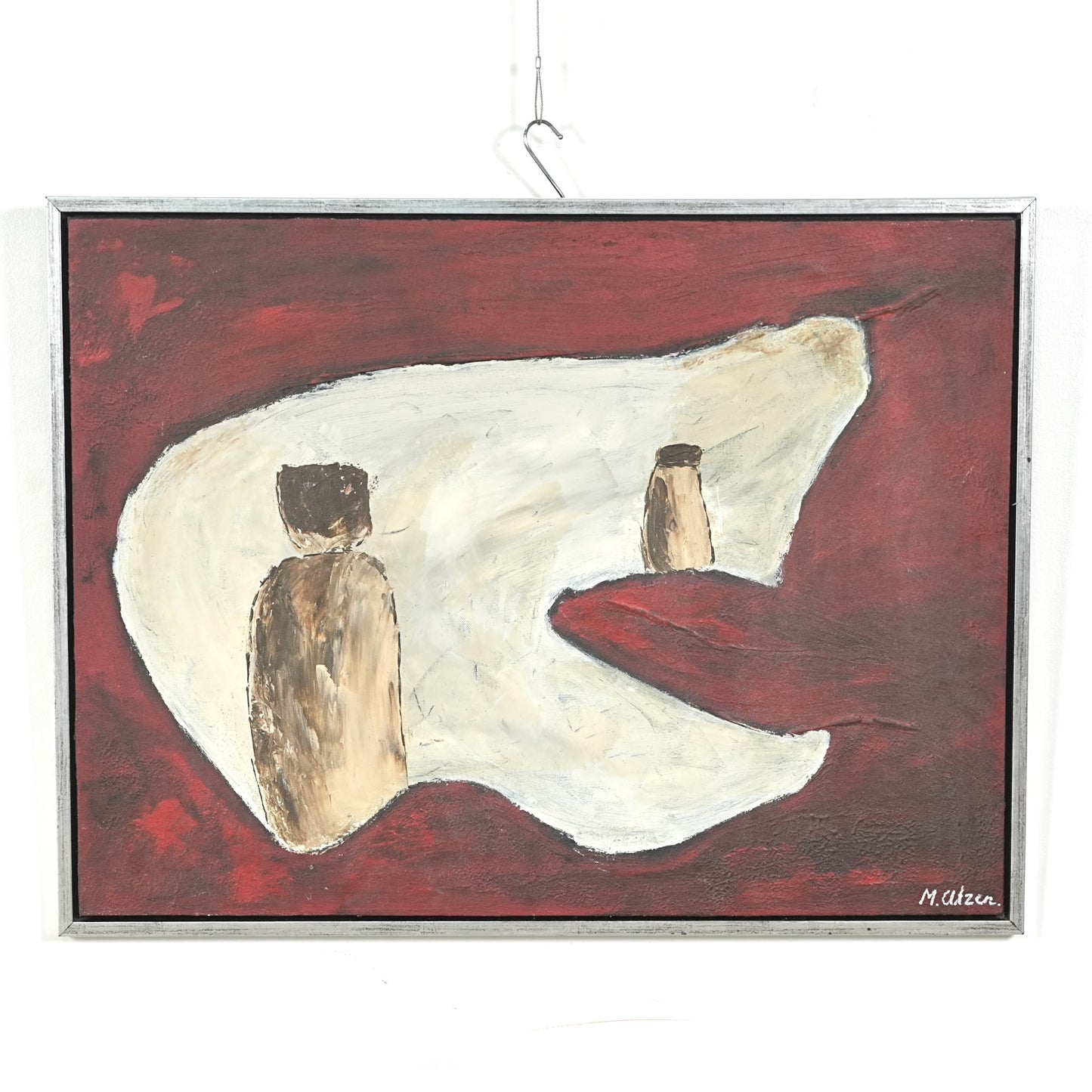 デンマークヴィンテージ 抽象画オイルペインティング 84cm×64cm