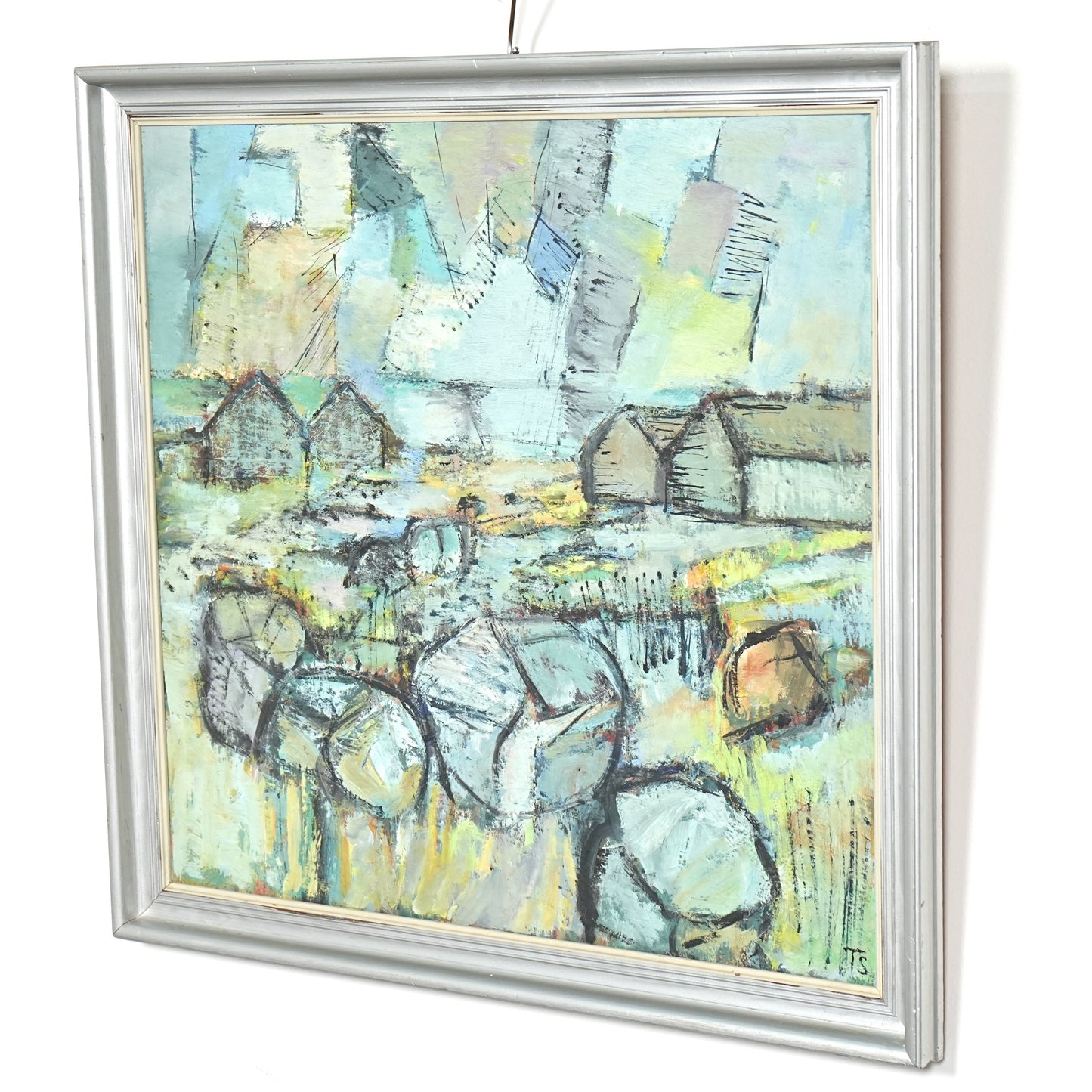 【Tove Schultz】抽象画オイルペインティング 59cm×56cm