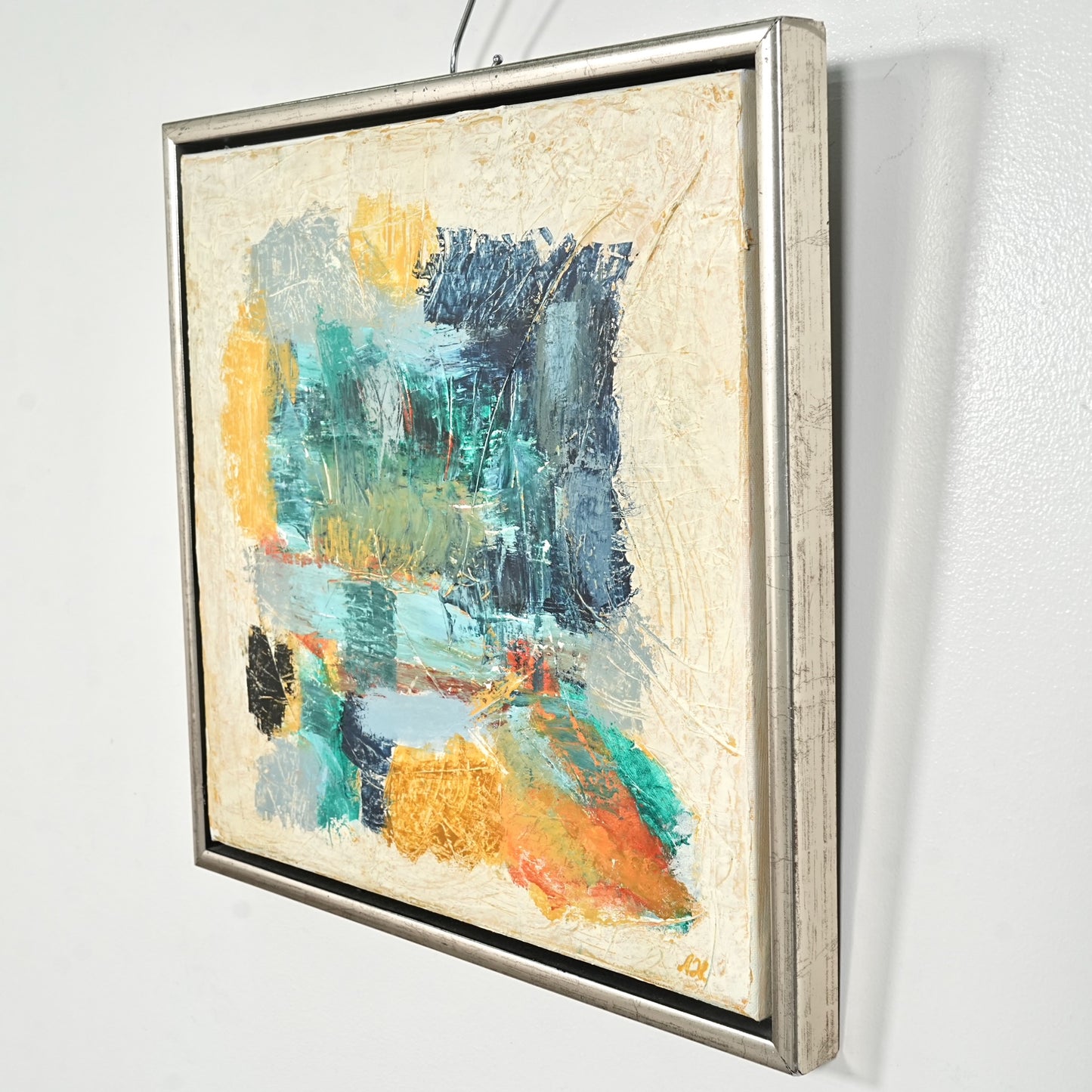 デンマークヴィンテージ 抽象画オイルペインティング 44cm×44cm