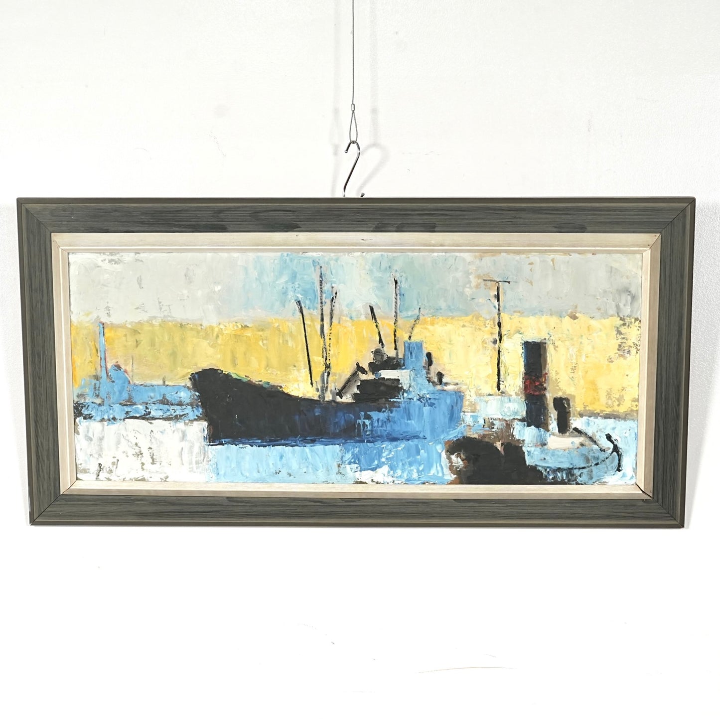 デンマークヴィンテージ 抽象画オイルペインティング 97cm×49cm