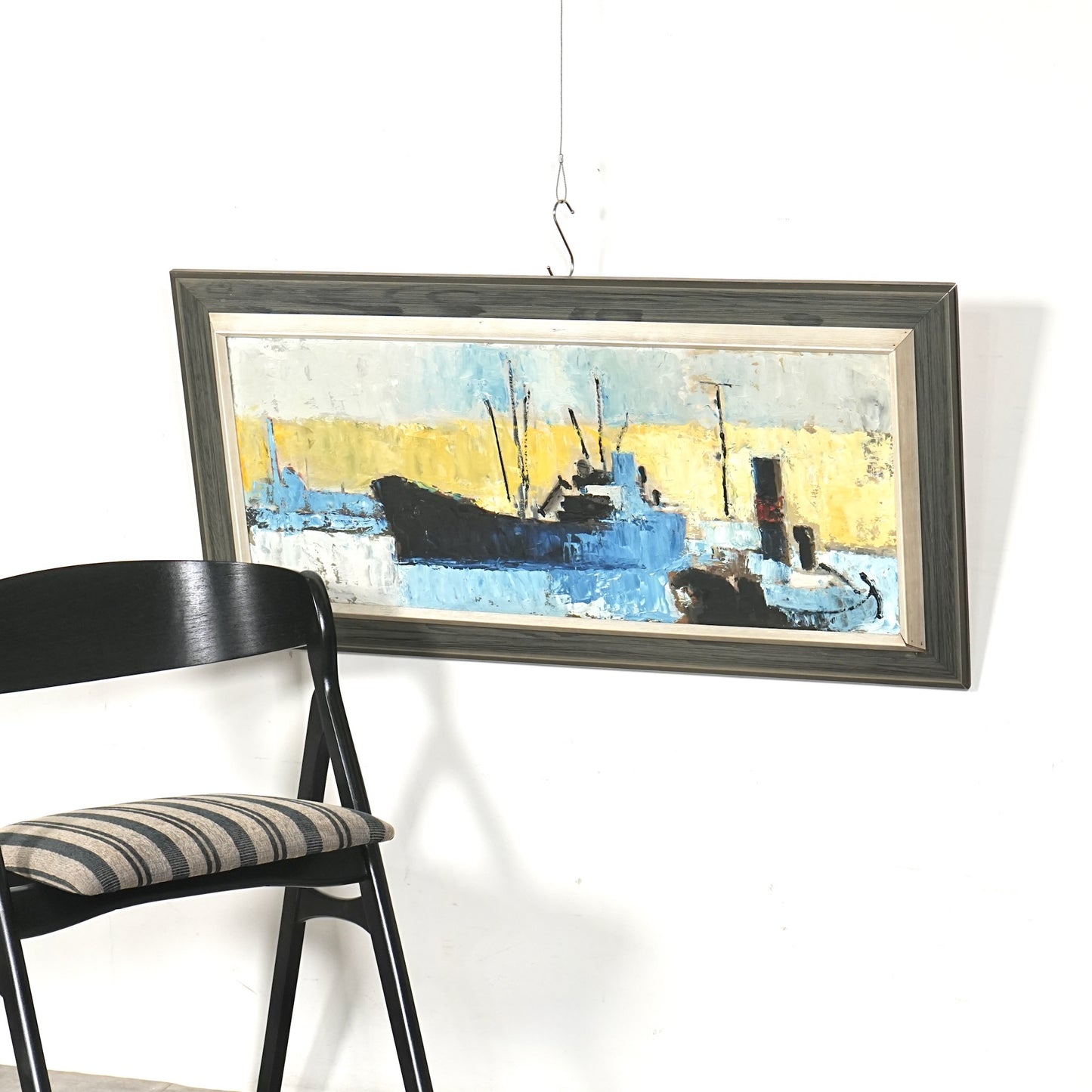 デンマークヴィンテージ 抽象画オイルペインティング 97cm×49cm