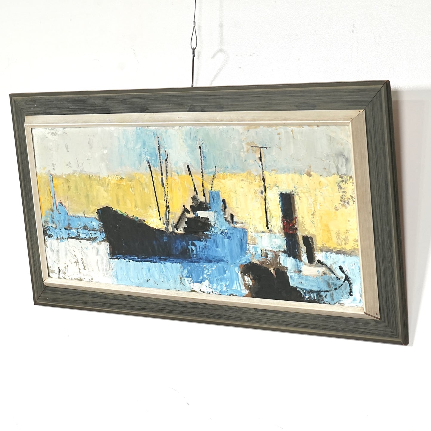 デンマークヴィンテージ 抽象画オイルペインティング 97cm×49cm