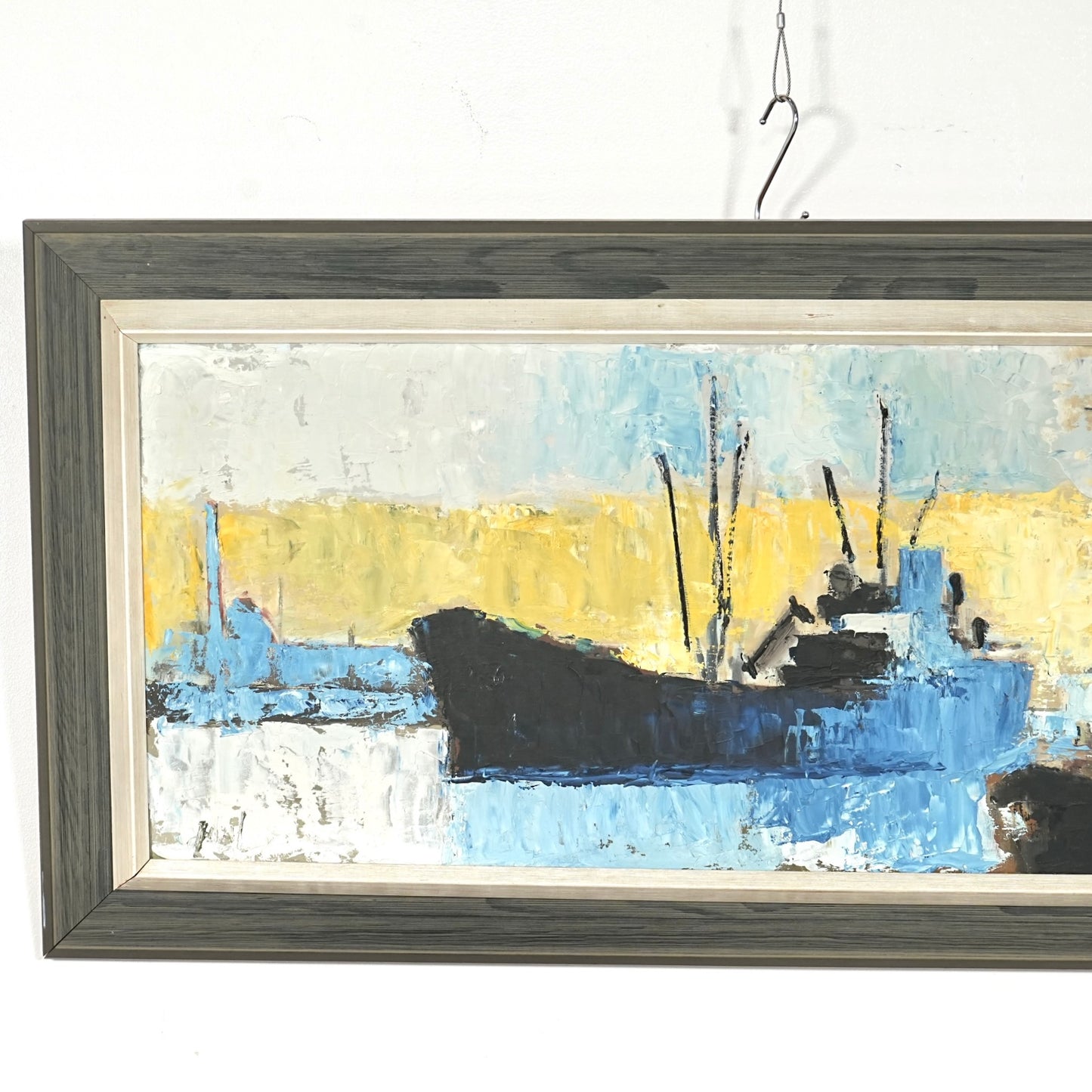 デンマークヴィンテージ 抽象画オイルペインティング 97cm×49cm