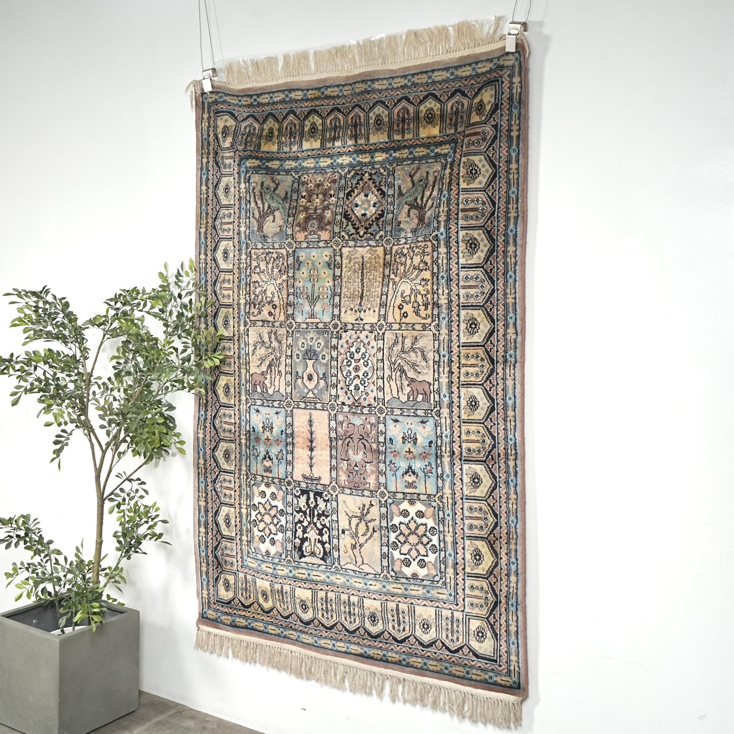 送料無料 ヴィンテージ ラグ(手織り/199cm×121.5cm)