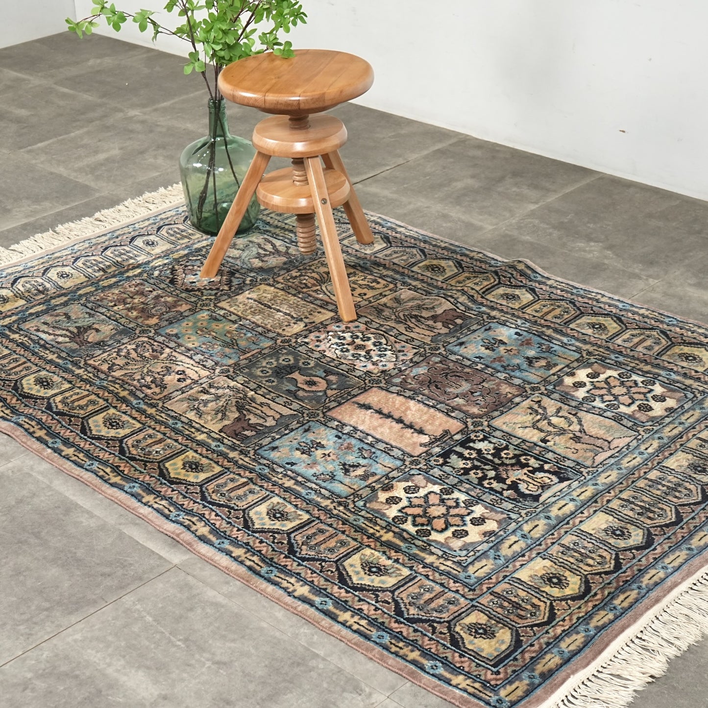 送料無料 ヴィンテージ ラグ(手織り/199cm×121.5cm)