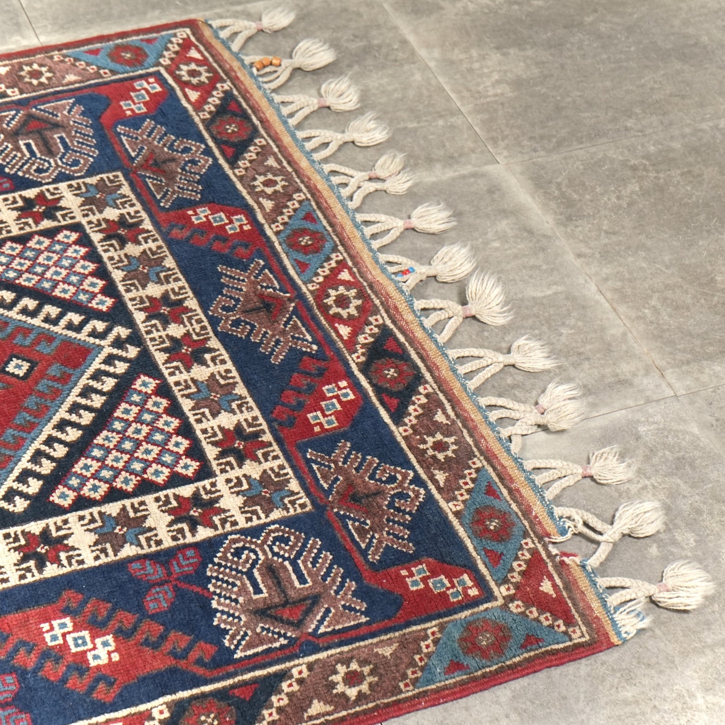 送料無料 ヴィンテージ ラグ(手織り/222cm×119.5cm)