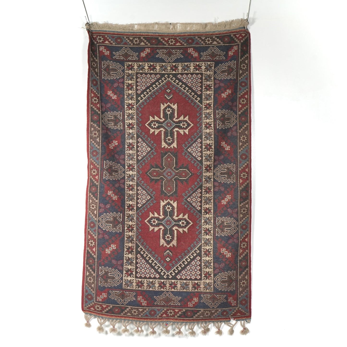 送料無料 ヴィンテージ ラグ(手織り/222cm×119.5cm)