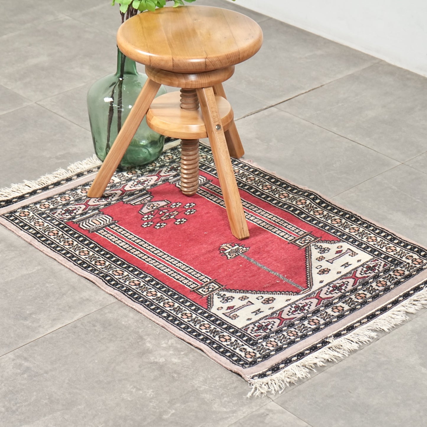 送料無料 ヴィンテージ ラグ(手織り/101cm×64cm)