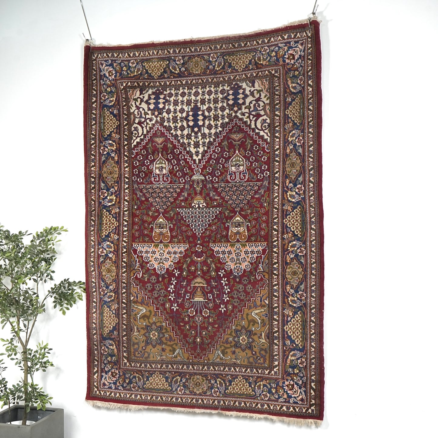 送料無料 ヴィンテージ ラグ(手織り/222cm×148cm)