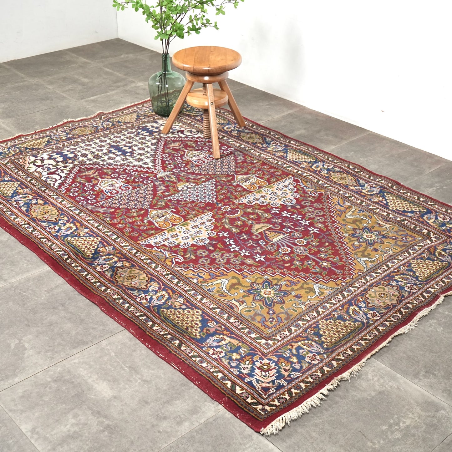 送料無料 ヴィンテージ ラグ(手織り/222cm×148cm)