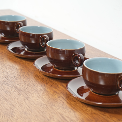 送料無料【Denby】Homestead Brown カップ&ソーサー【4客セット】