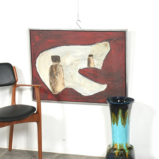 デンマークヴィンテージ 抽象画オイルペインティング 84cm×64cm