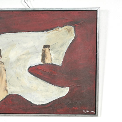 デンマークヴィンテージ 抽象画オイルペインティング 84cm×64cm