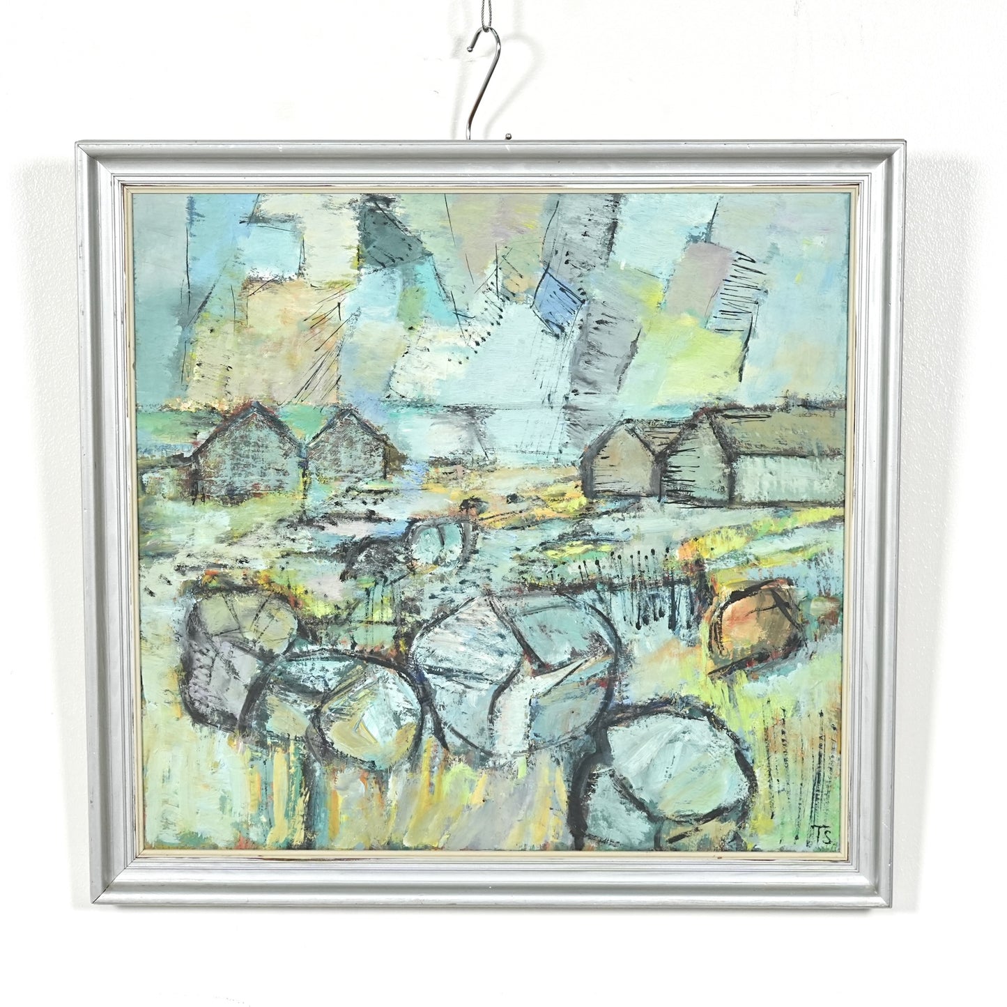 【Tove Schultz】抽象画オイルペインティング 59cm×56cm