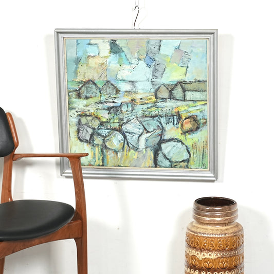 【Tove Schultz】抽象画オイルペインティング 59cm×56cm