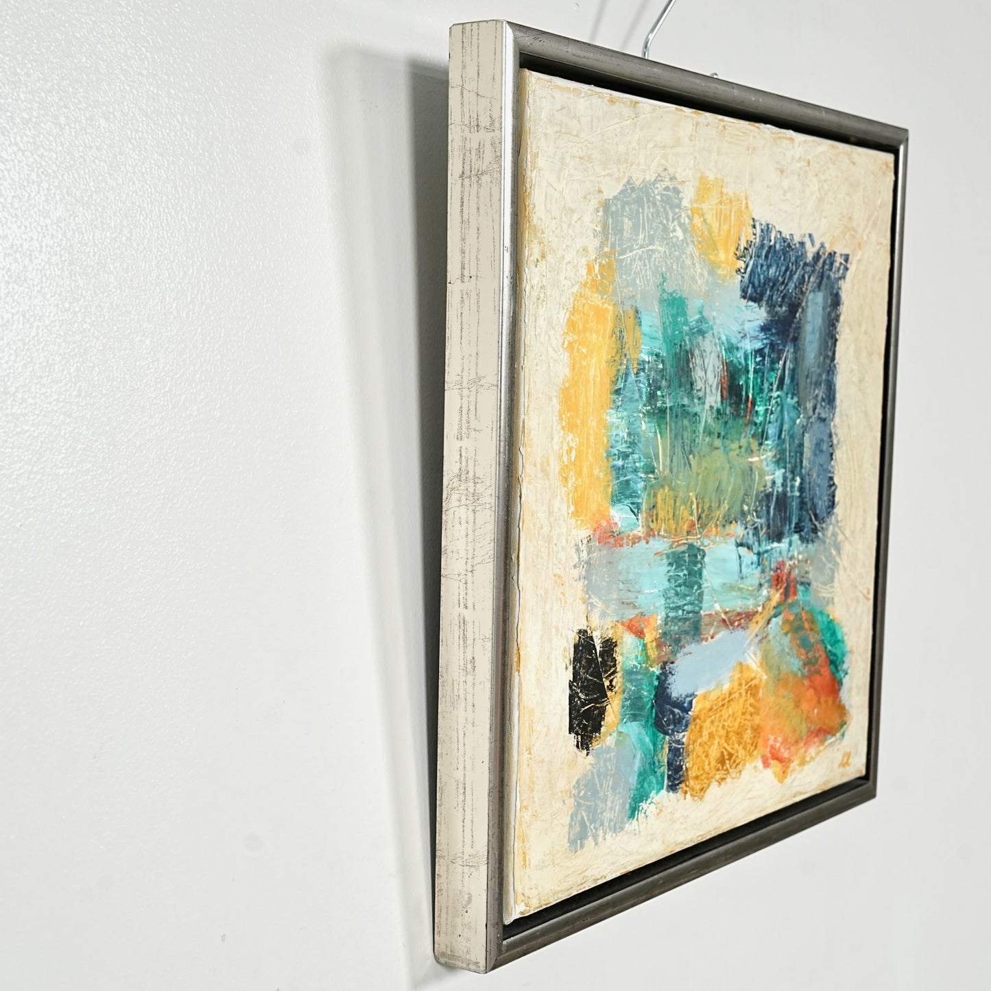 デンマークヴィンテージ 抽象画オイルペインティング 44cm×44cm
