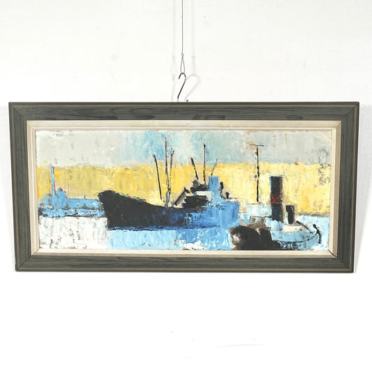 デンマークヴィンテージ 抽象画オイルペインティング 97cm×49cm