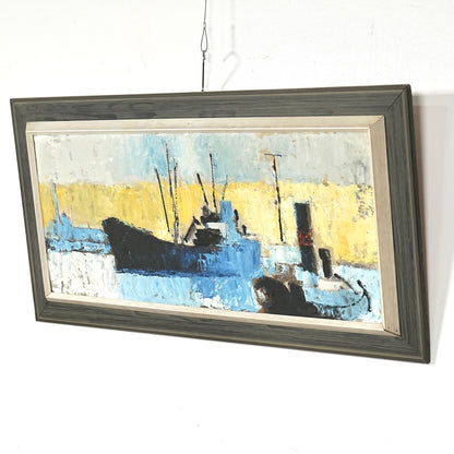 デンマークヴィンテージ 抽象画オイルペインティング 97cm×49cm