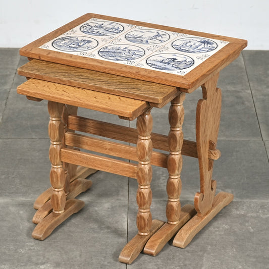 デンマークヴィンテージ タイルトップ ネストテーブル