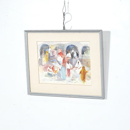 デンマークヴィンテージ ウォールアートアート(水彩画/42cm×32.5cm)