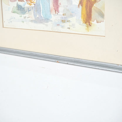 デンマークヴィンテージ ウォールアートアート(水彩画/42cm×32.5cm)