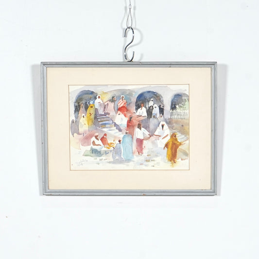 デンマークヴィンテージ ウォールアートアート(水彩画/42cm×32.5cm)