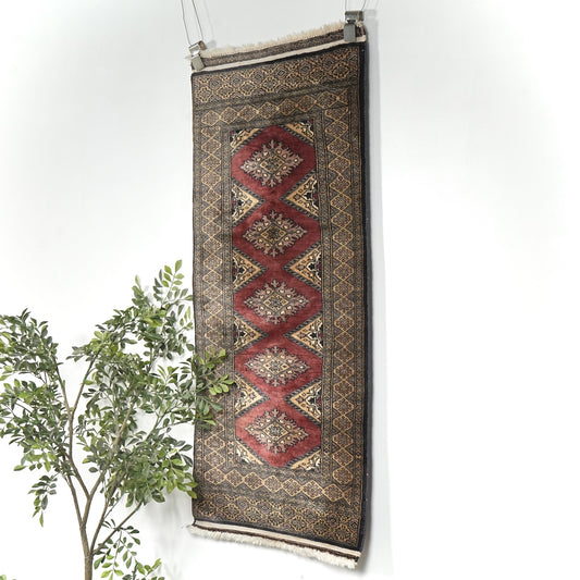 送料無料 ヴィンテージ ラグ(手織り/140cm×62cm)