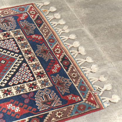 送料無料 ヴィンテージ ラグ(手織り/222cm×119.5cm)