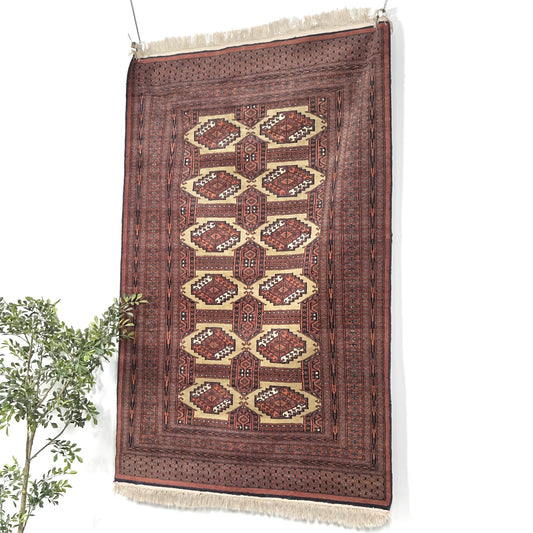 送料無料 ヴィンテージ ラグ(手織り/204.5cm×126.5cm)