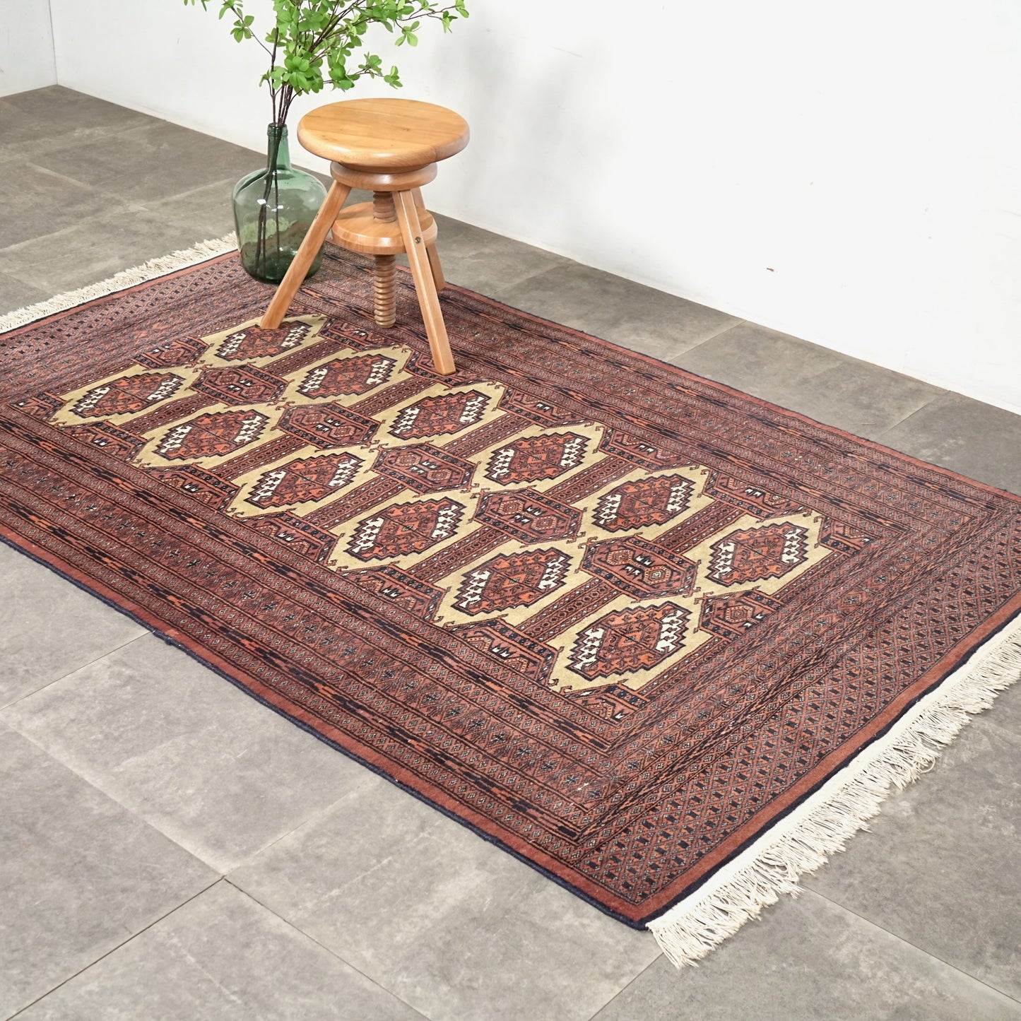 送料無料 ヴィンテージ ラグ(手織り/204.5cm×126.5cm)
