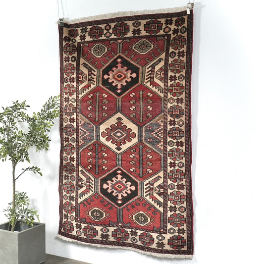 送料無料 ヴィンテージ ラグ(手織り/200cm×131cm)