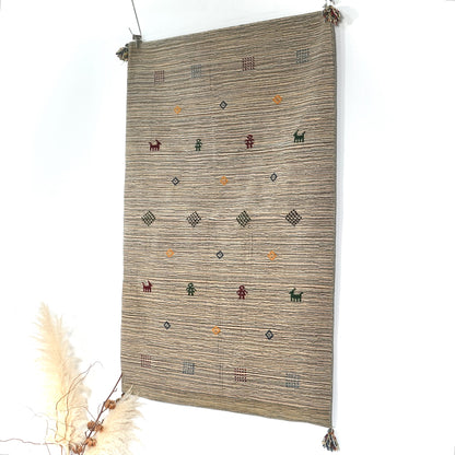 送料無料 ヴィンテージ ラグ(手織り/185.5cm×122cm)