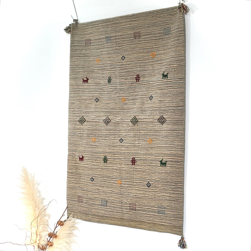 送料無料 ヴィンテージ ラグ(手織り/185.5cm×122cm)