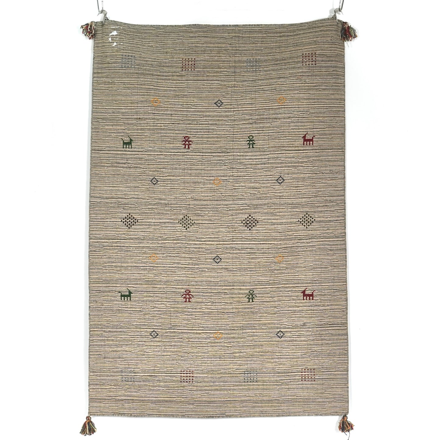 送料無料 ヴィンテージ ラグ(手織り/185.5cm×122cm)