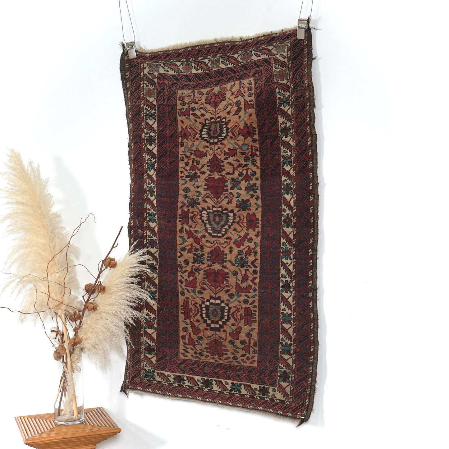 送料無料 ヴィンテージ ラグ(手織り/162cm×91cm)