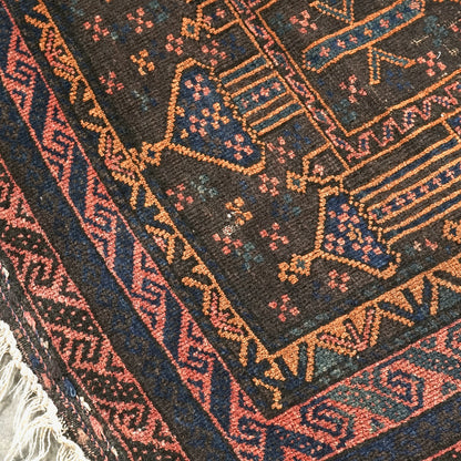 送料無料 ヴィンテージ ラグ(手織り/144cm×80cm)