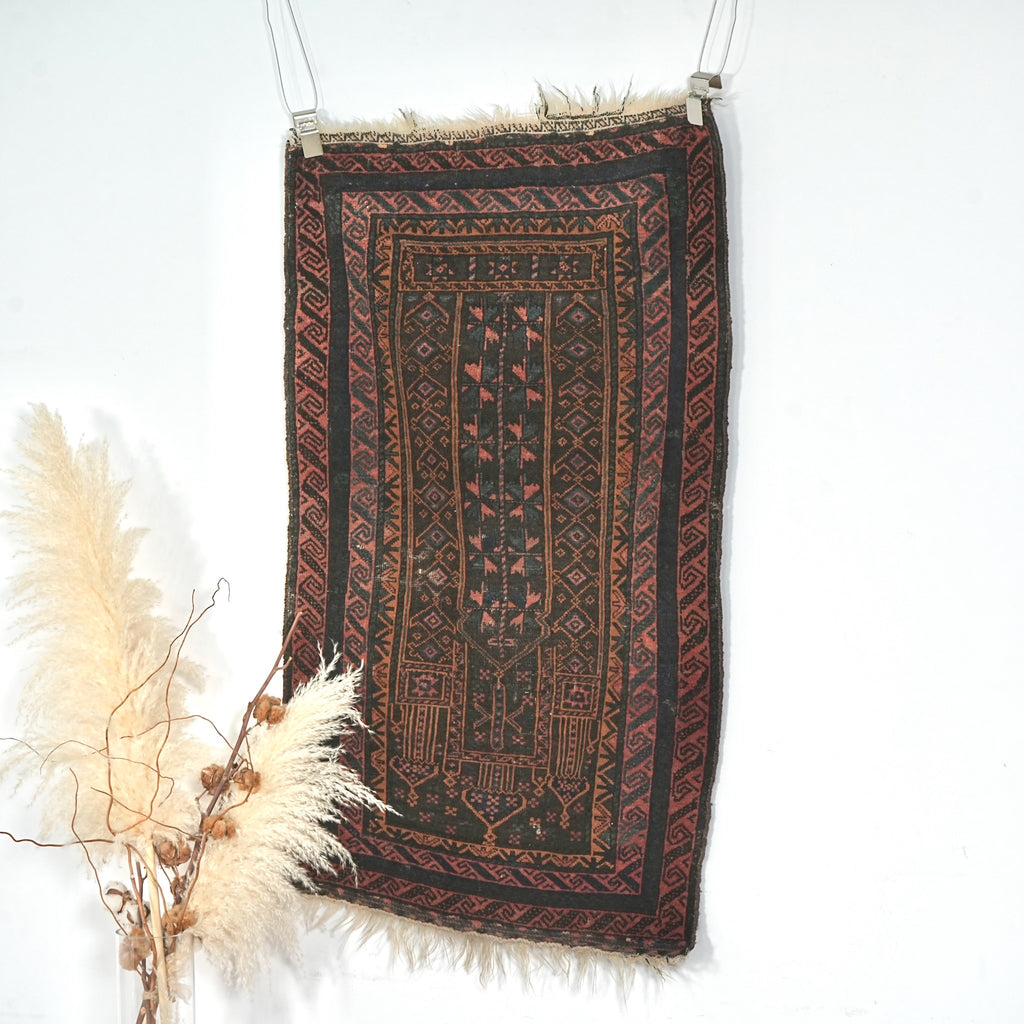 送料無料 ヴィンテージ ラグ(手織り/144cm×80cm)