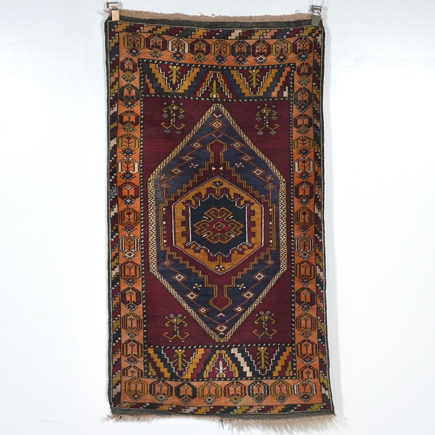 送料無料 ヴィンテージ ラグ(手織り/173cm×92.5cm)