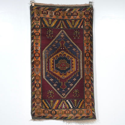 送料無料 ヴィンテージ ラグ(手織り/173cm×92.5cm)