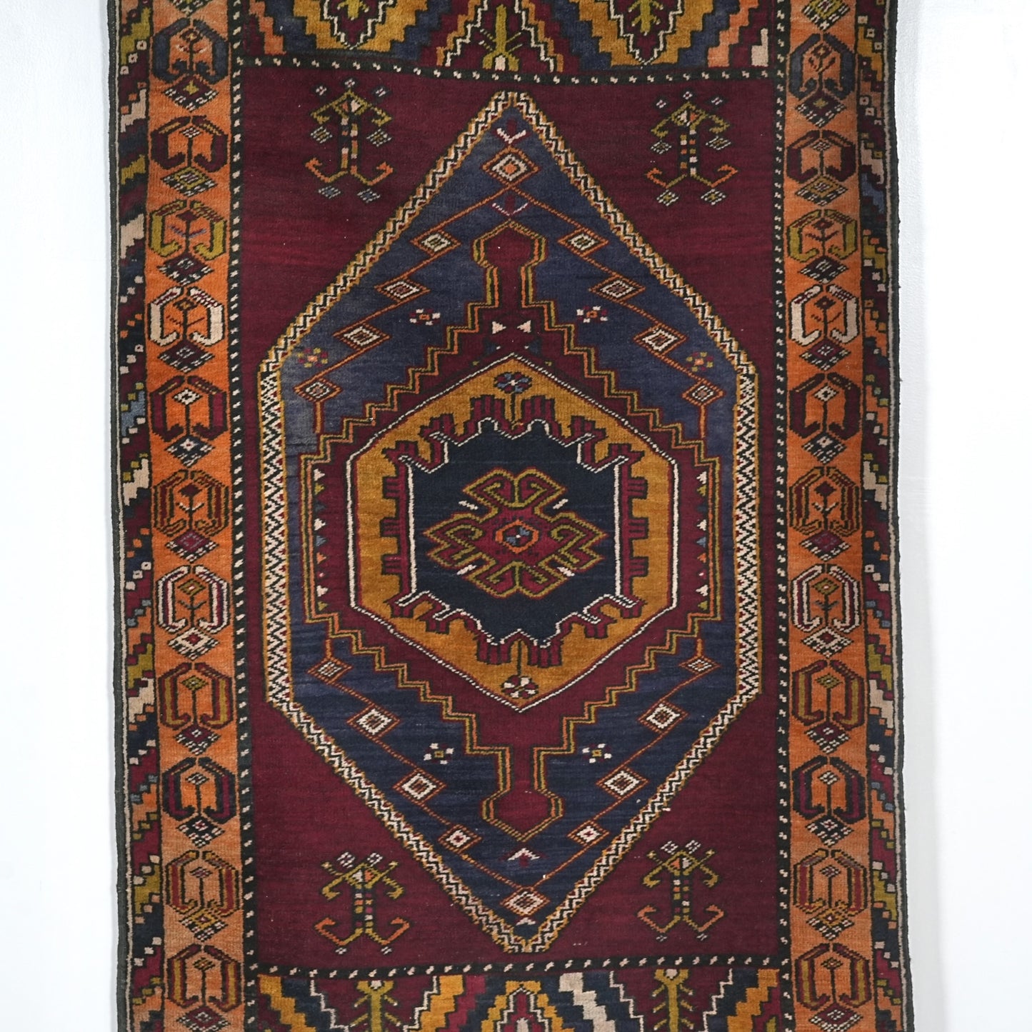 送料無料 ヴィンテージ ラグ(手織り/173cm×92.5cm)