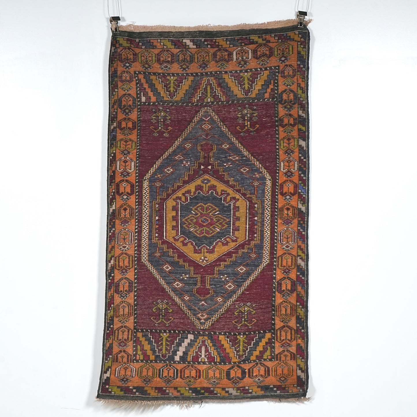 送料無料 ヴィンテージ ラグ(手織り/173cm×92.5cm)