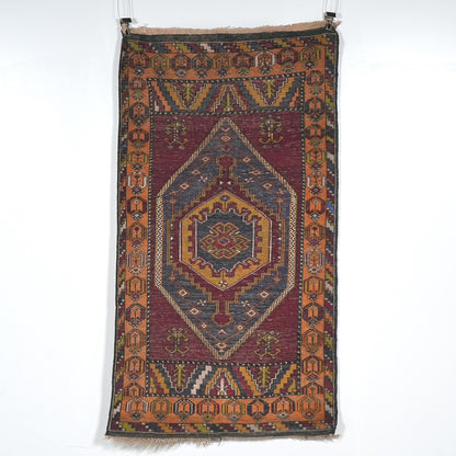 送料無料 ヴィンテージ ラグ(手織り/173cm×92.5cm)