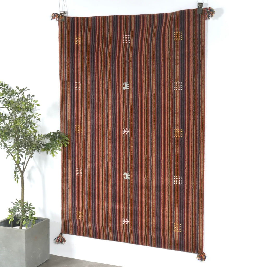 送料無料 ヴィンテージ ラグ(手織り/181cm×121.5cm)