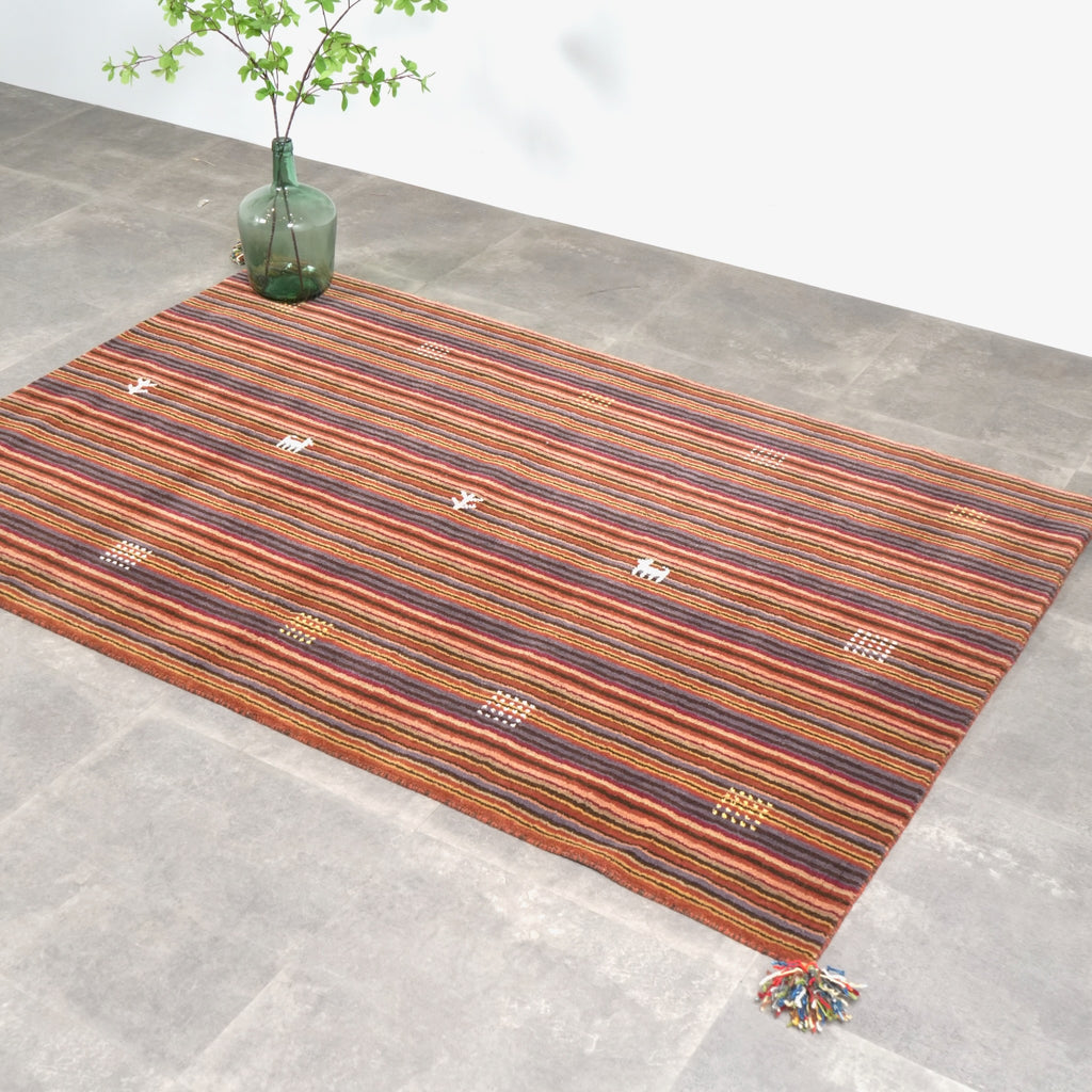 送料無料 ヴィンテージ ラグ(手織り/181cm×121.5cm)