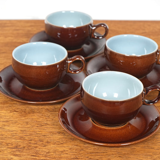 送料無料【Denby】Homestead Brown カップ&ソーサー【4客セット】