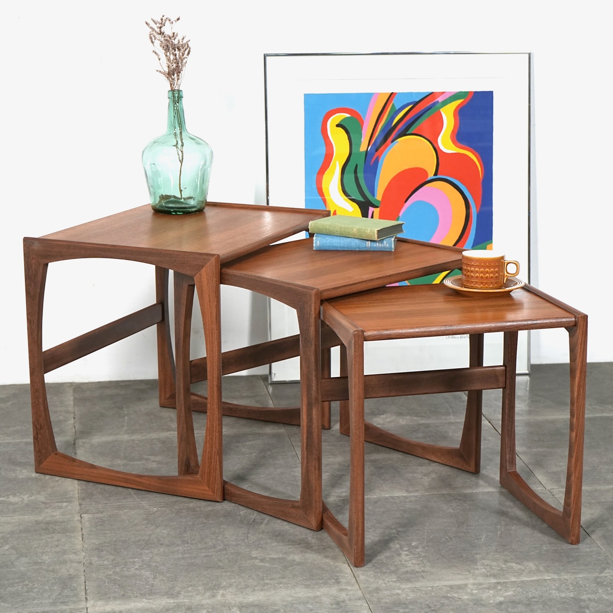 サイドテーブル・ナイトテーブル・ローテーブル Rumania tile top Nest Table Lloyd's Antiques Real Antique Tile Top Nest Of Tables / ロイズ