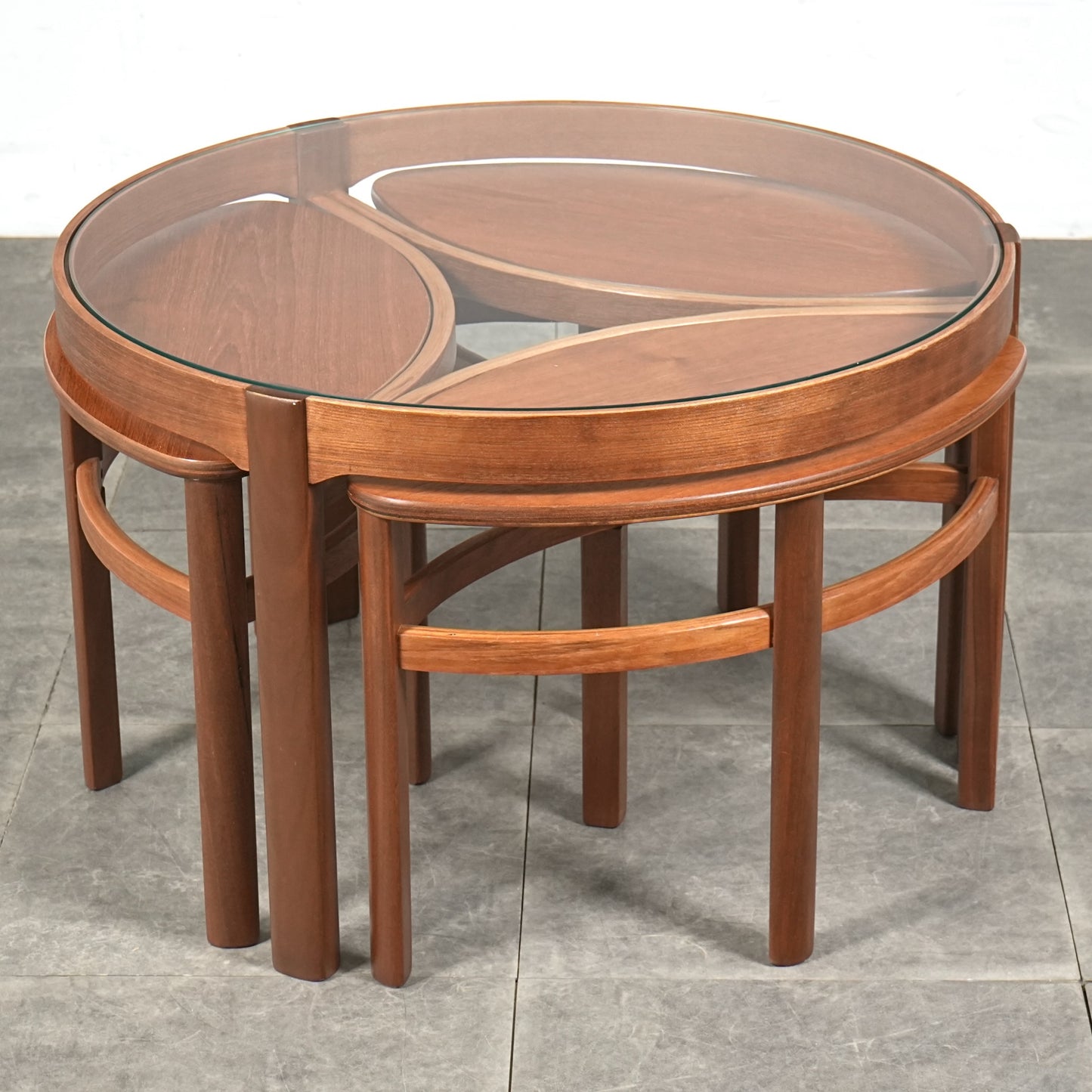 【NATHAN】ガラストップ ネストテーブル