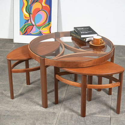 【NATHAN】ガラストップ ネストテーブル