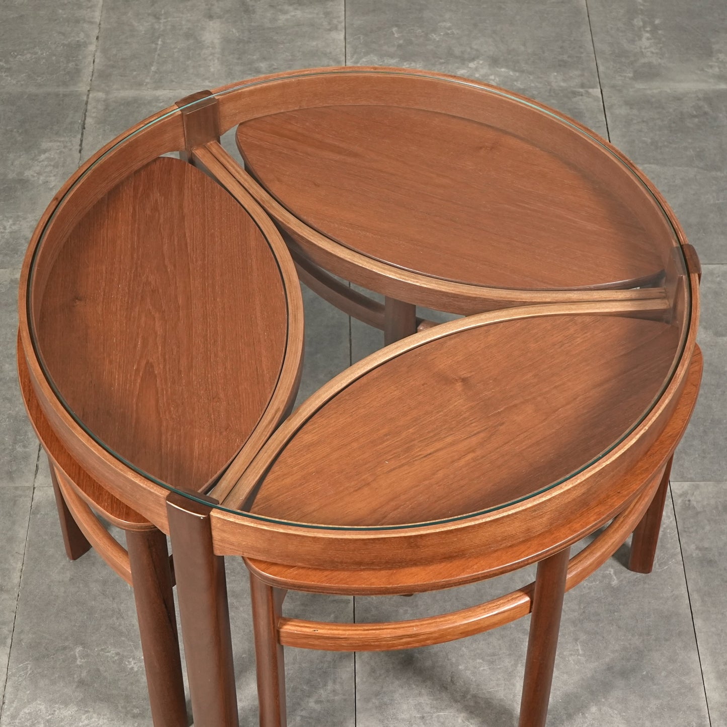 【NATHAN】ガラストップ ネストテーブル