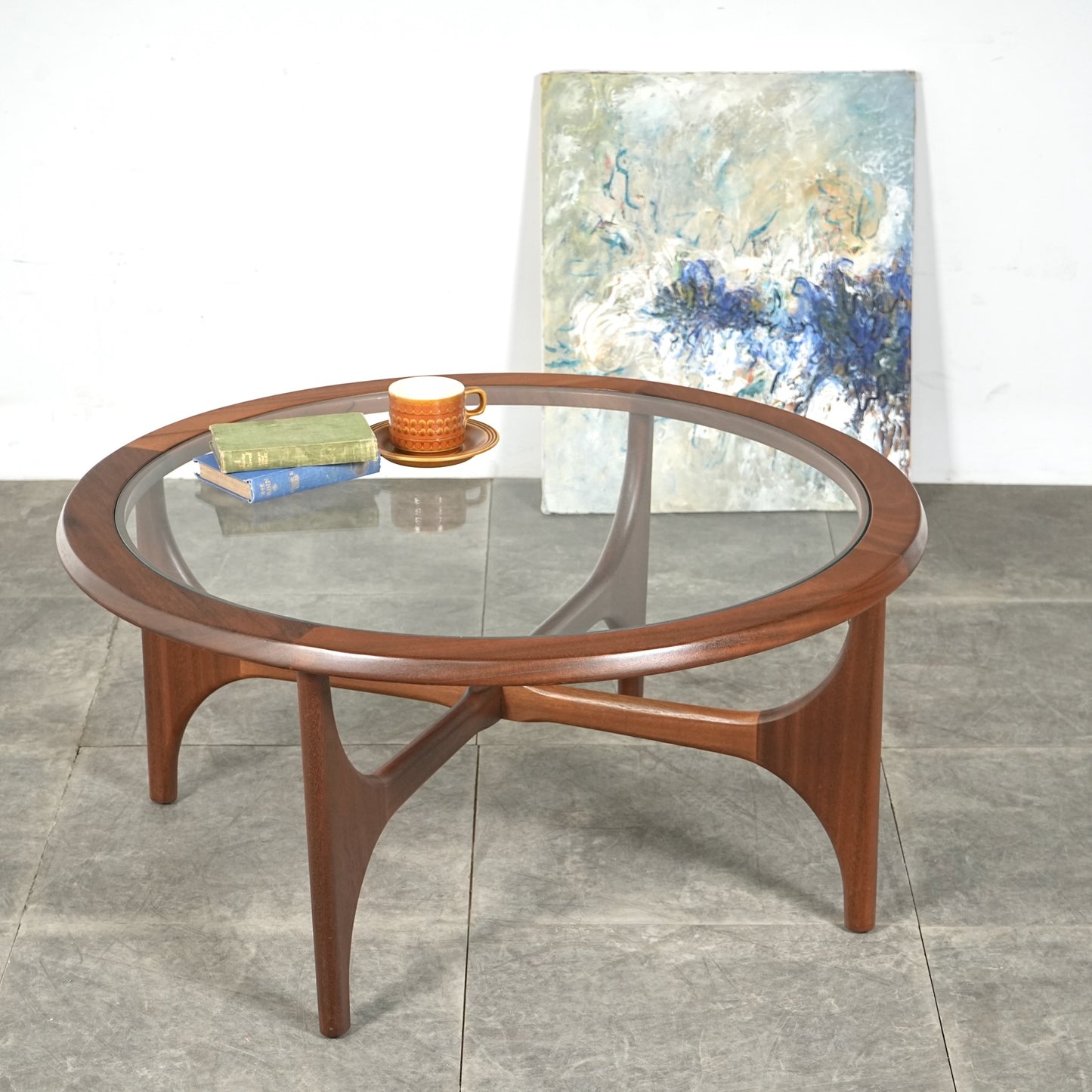 【STONEHILL】ガラストップ ローテーブル